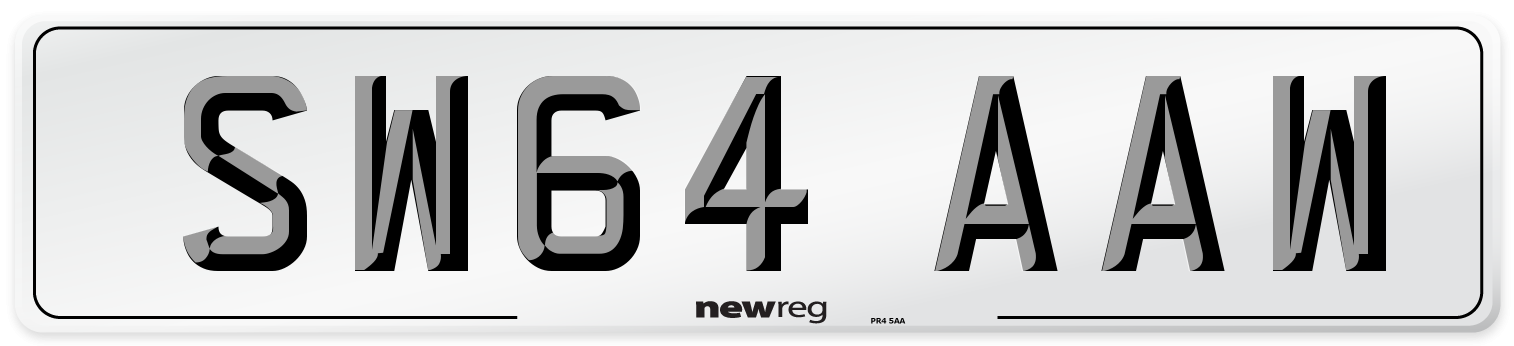 SW64 AAW Number Plate from New Reg